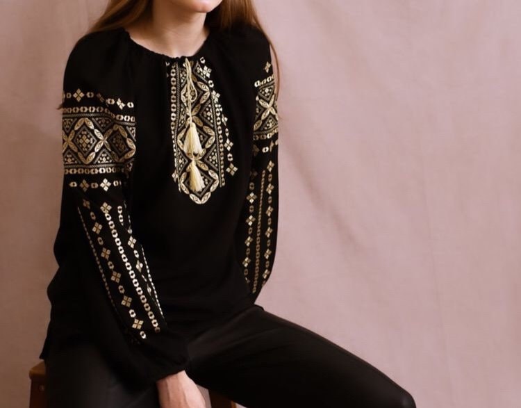 Handmade embroidered blouse with boho ethno style, modern Ukrainian Vyshyvanka, perfect elegant gift for women.
