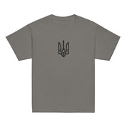 Youth Classic T-Shirt with Tryzub design celebrating Ukrainian heritage, featuring cotton fabric for comfort and durability.
