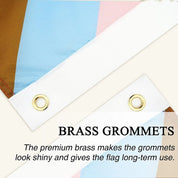 "Glory to Ukraine Heroes Flag featuring brass grommets for durability and a high-quality finish, suitable for indoor and outdoor use."