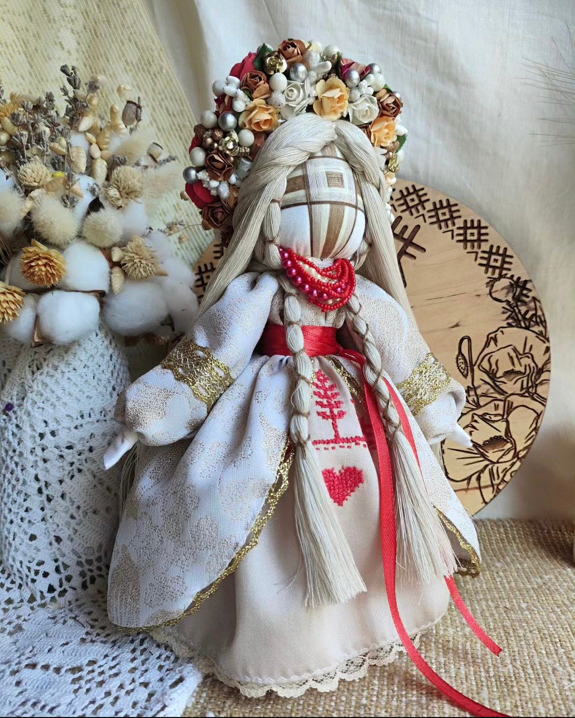 Handmade Motanka Doll, Ukrainian Talisman for Home Protection and Prosperity, Cultural Souvenir with Traditional Embroidery