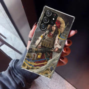 Ukrainian Patriotic Silicone Phone Case for Samsung Galaxy with colorful Ukrainian Girl design, showing support and style.
