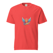 Ukrainian Vibe Trizub Collection women's garment-dyed heavyweight t-shirt in red with Trident design.