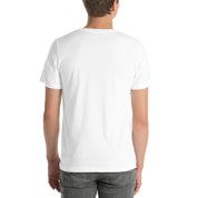 Back view of a white "Stop Putin" T-shirt worn by a person, demonstrating premium cotton fit and comfort.