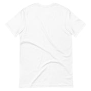 Back view of white "Stop Putin" t-shirt, made from soft cotton, showcasing its design and quality material.