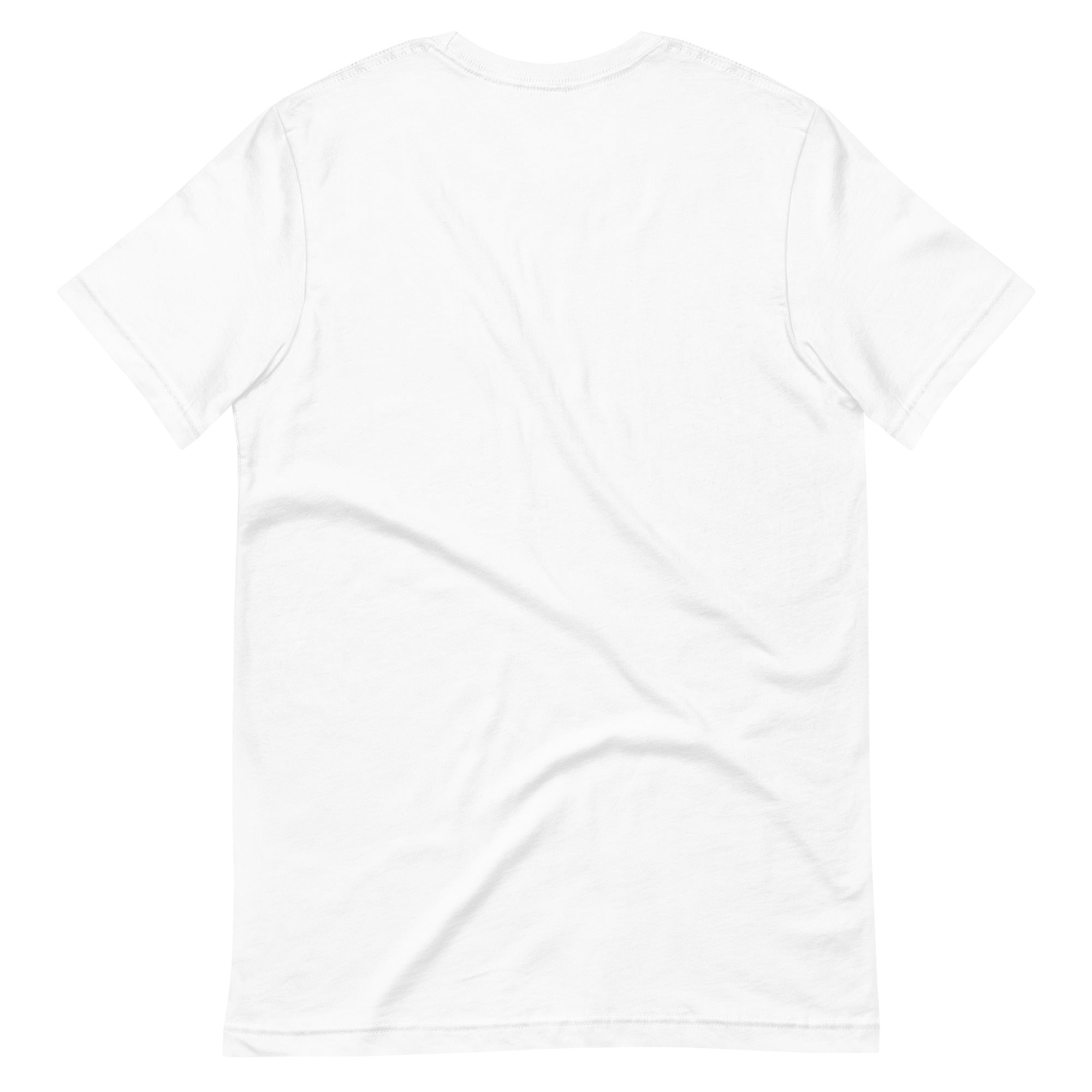 Back view of white "Stop Putin" t-shirt, made from soft cotton, showcasing its design and quality material.
