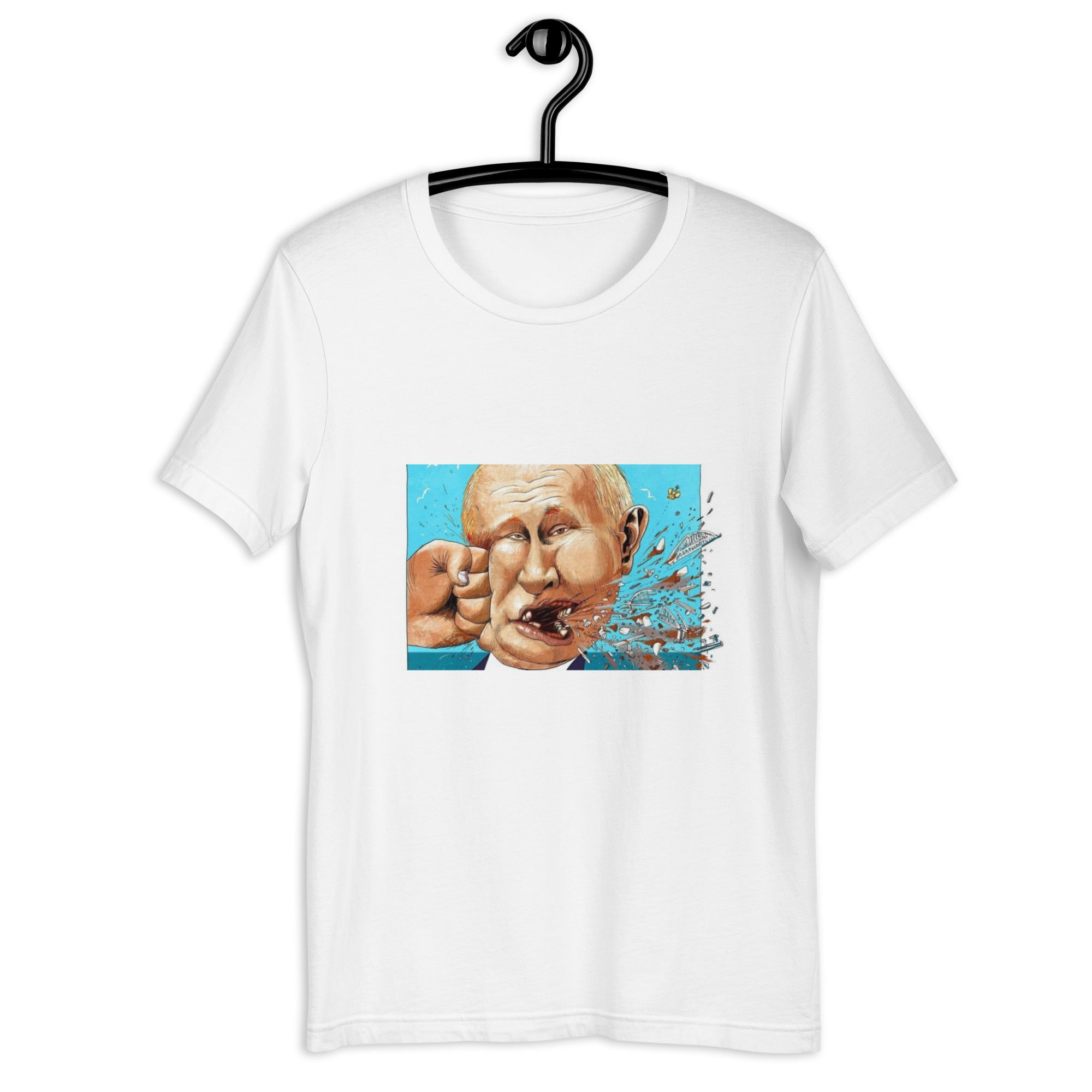 Stop Putin women's T-shirt with bold graphic design, crafted from soft cotton for a comfortable and stylish fit.