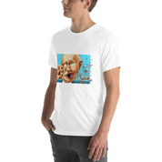 White Stop Putin T-shirt with graphic design being worn, made from soft cotton for comfort and impact, promoting peace and statement.