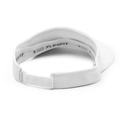 Adjustable white visor with Flexfit brand, featuring a back view of the cap, ideal for sun protection and outdoor activities.
