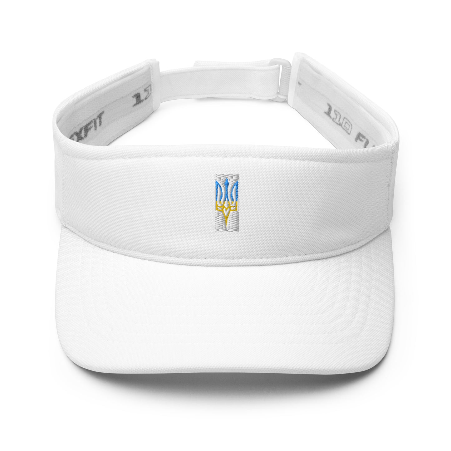 Adjustable Unisex White and Red Visor with Tryzub Emblem – Ukrainian Patriotic Summer Cap for Ladies