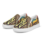Women's slip-on canvas shoes with Ukrainian symbolic design, featuring a vibrant pattern, rubber outsoles, and comfortable fit.