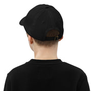 Back view of youth wearing a black adjustable baseball cap showcasing the perfect fit and breathable design for active kids.