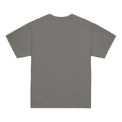 Back view of youth classic t-shirt in grey with plain design, showcasing minimal style and comfort.