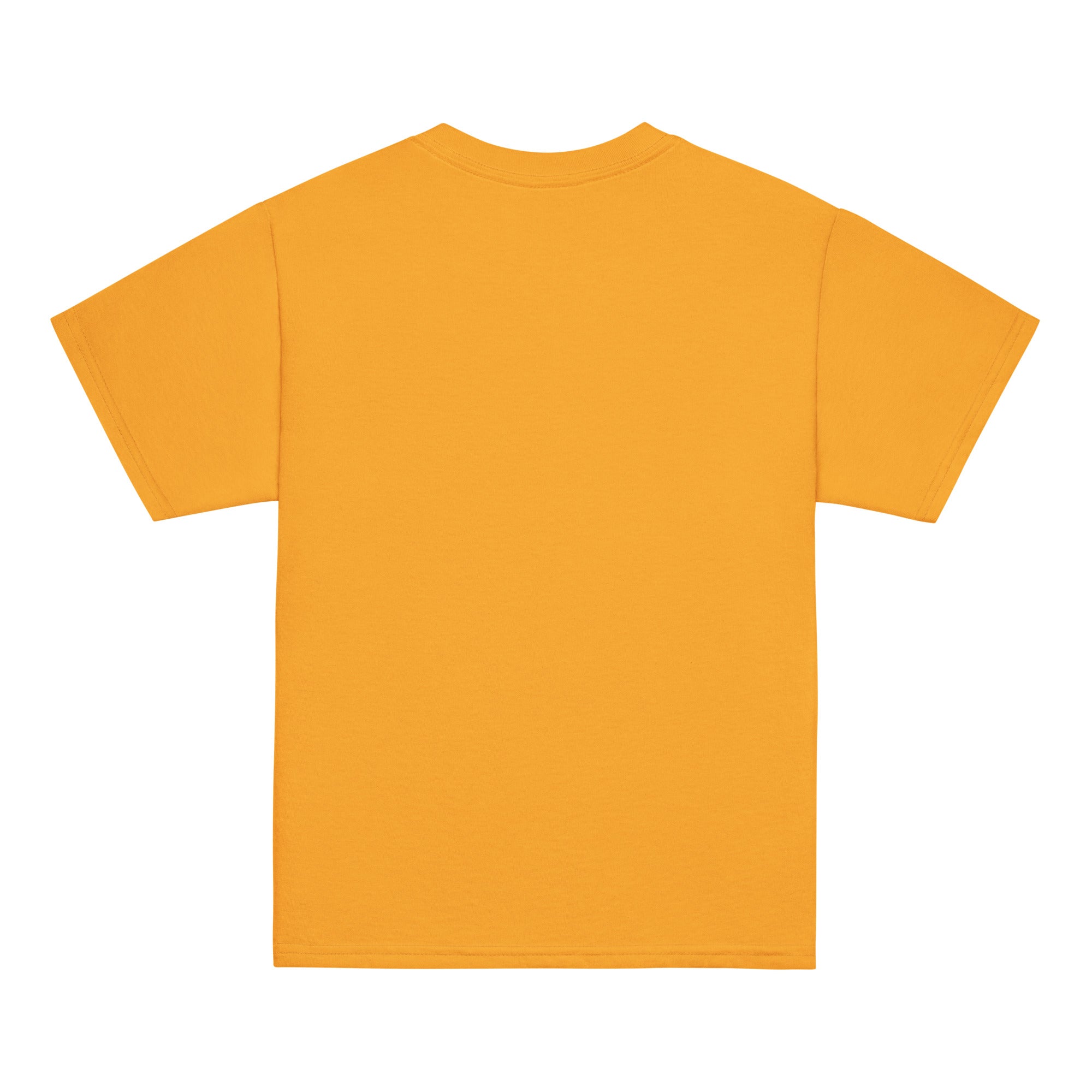 Youth classic t-shirt in vibrant yellow, showcasing the back view, perfect for showcasing Ukrainian pride with its Tryzub emblem.
