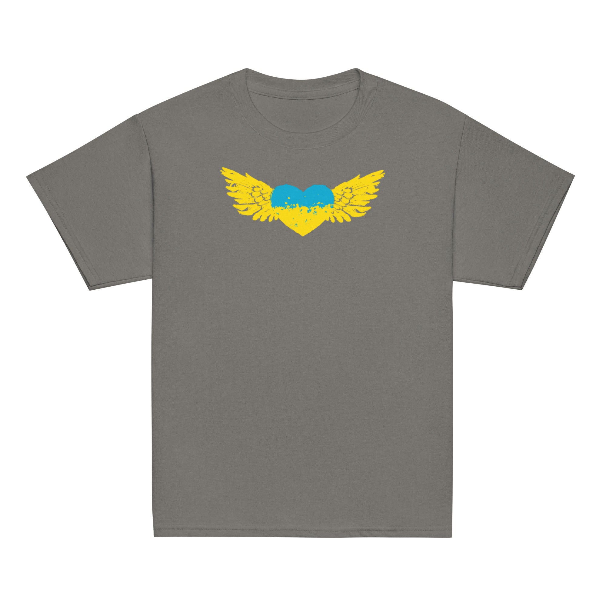 Youth classic t-shirt with Ukrainian Tryzub emblem in bold colors, ideal for showcasing cultural pride and comfort for active kids.