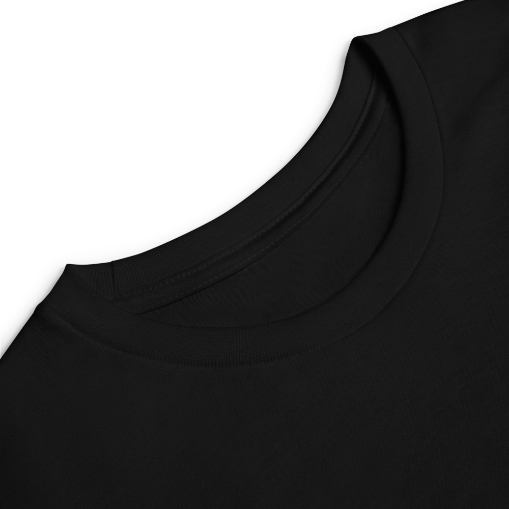 Youth long sleeve shirt in black with a close-up of the classic crew neck, made from soft Airlume combed and ring-spun cotton.