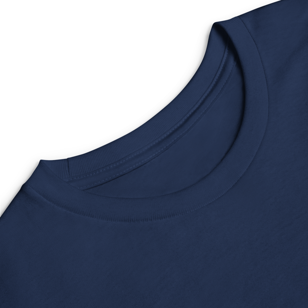 Navy youth long sleeve shirt with golden Ukrainian Trizub detail, featuring a classic crew neck and ribbed cuffs.